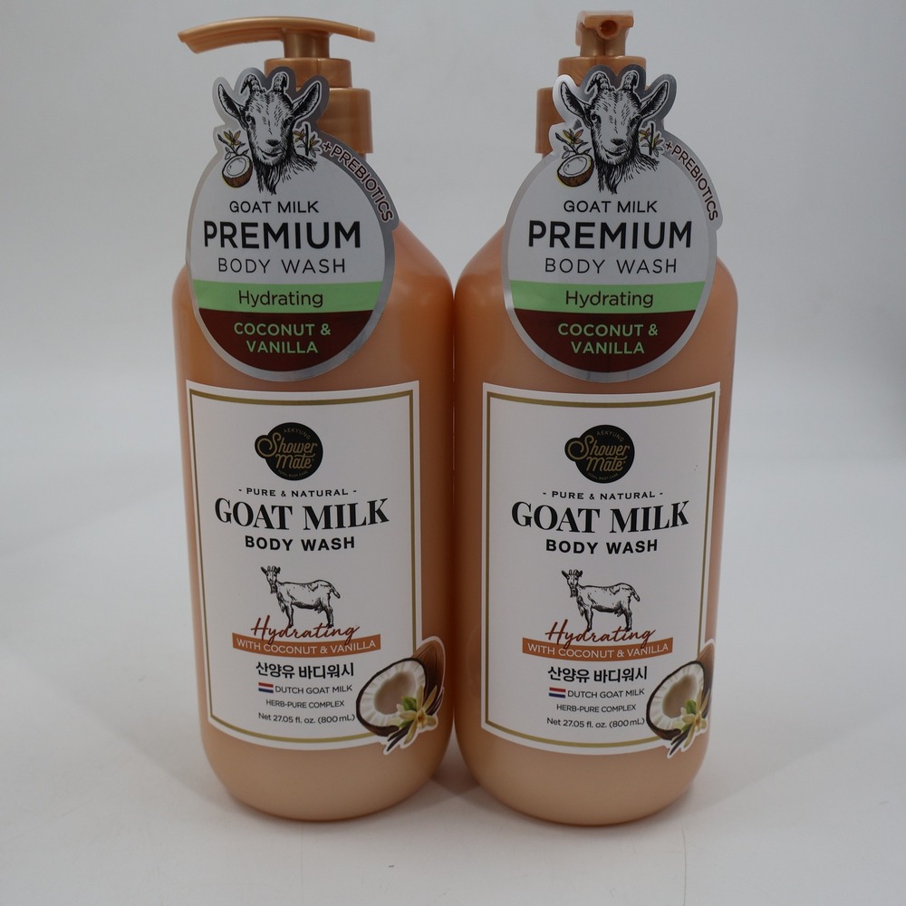 Aekyung Shower Mate Goat Milk Body Wash 2pk 27oz Coconut Vanilla Hydrating New